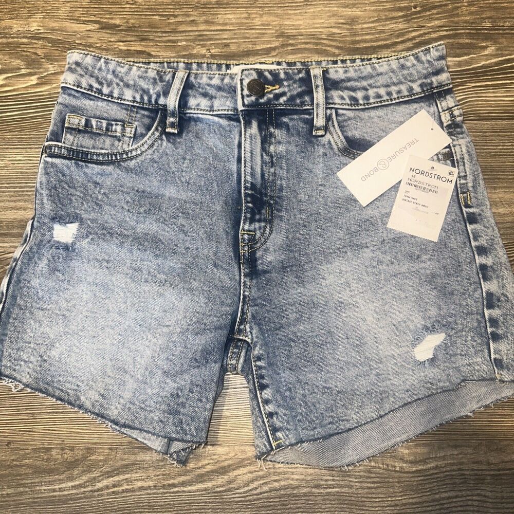 Treasure Bond High Waist Boyfriend Cutoff Denim Shorts Vintage Size 16. NWT. 2